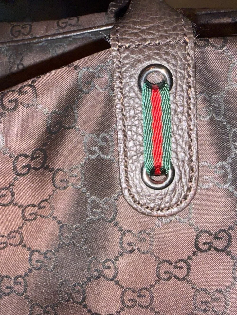 Gucci $1027 GG Canvas & Leather Princy Tote in Dark Brown